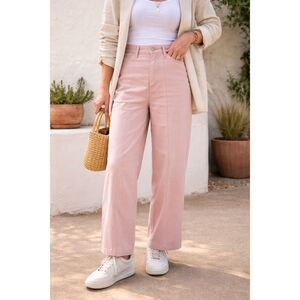 Universal Thread Pink Wide Leg Pants Size 14 High Rise Front Seam Blush Trouser